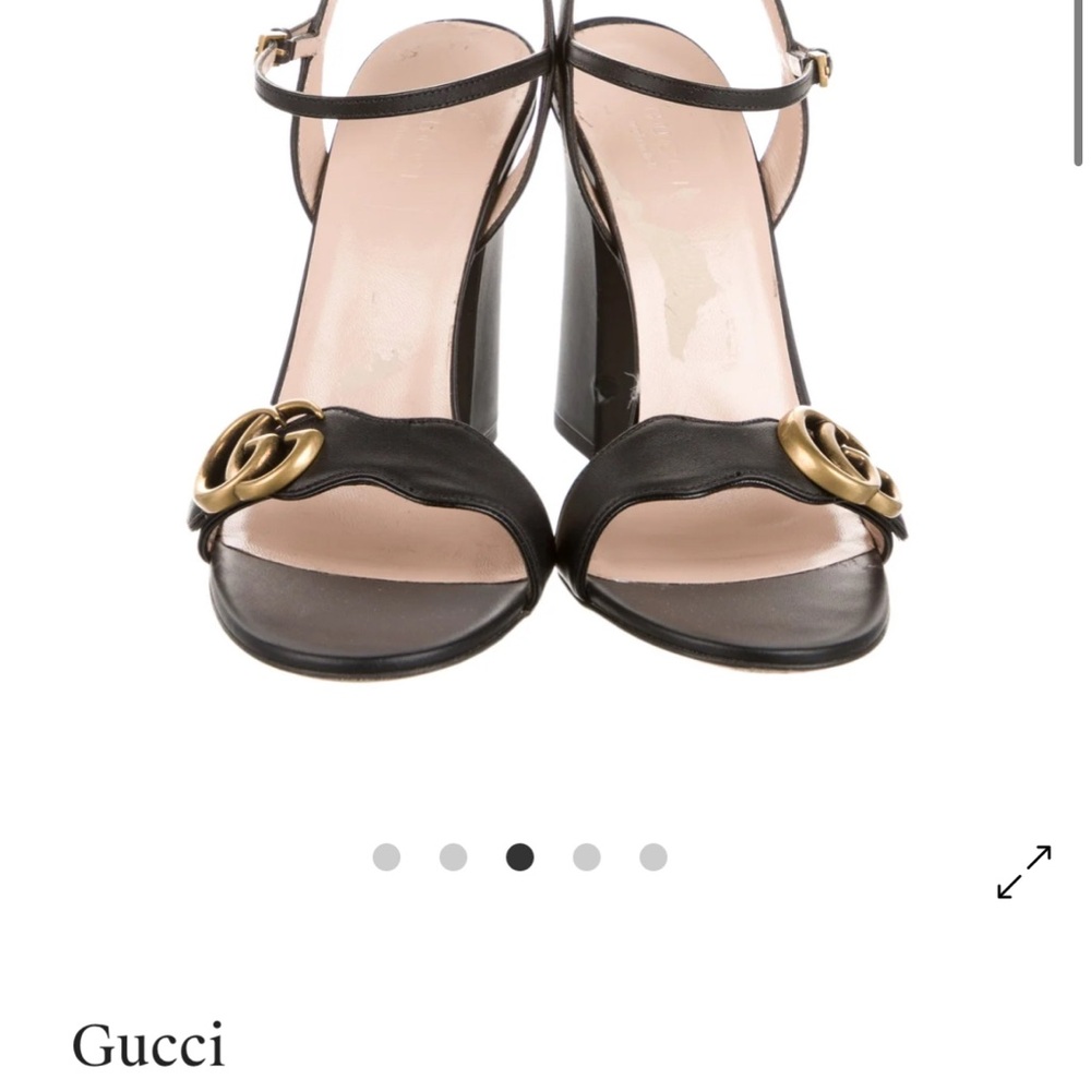 Gucci Black and Gold Heeled Sandals